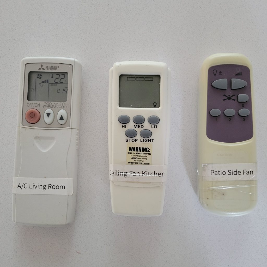Remote Controls for wall-mounted heater/AC units and ceiling fans and lights